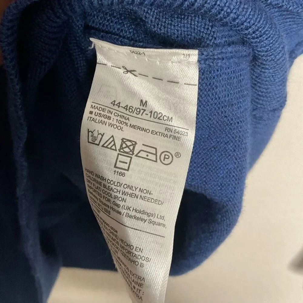Banana Republic Baruffa Sweater Men's M Blue Merino Wool Long Slev Crew Pullover